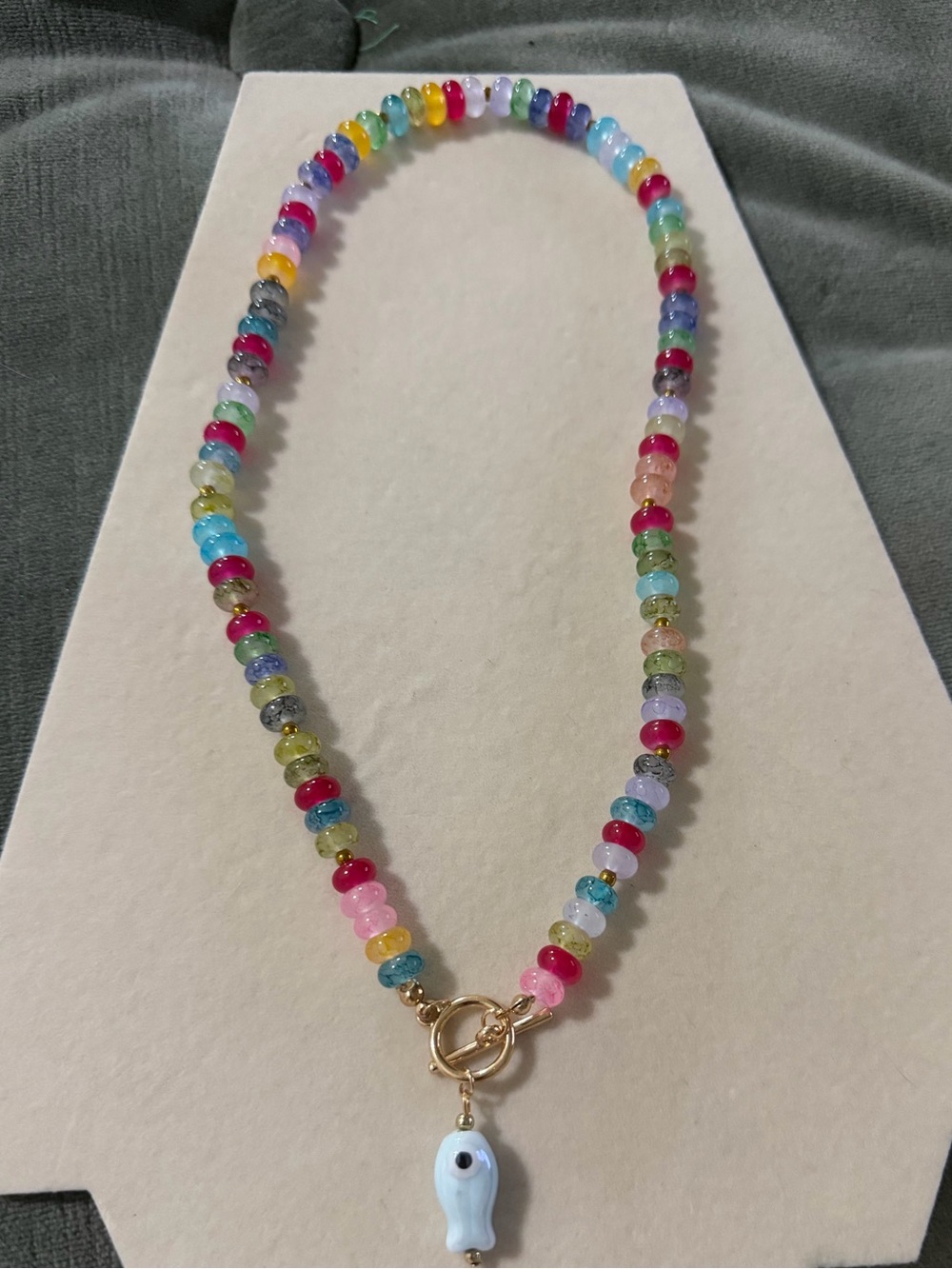 Free People Glass Bead Necklace with Fish Charm